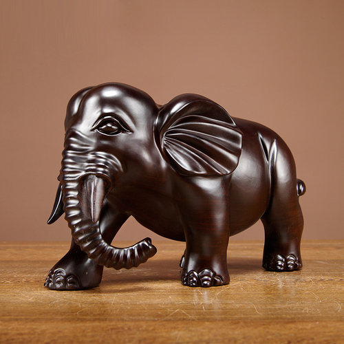黑檀木大象雕刻摆件大号一对家居电视柜办公室装饰送礼红木工艺品