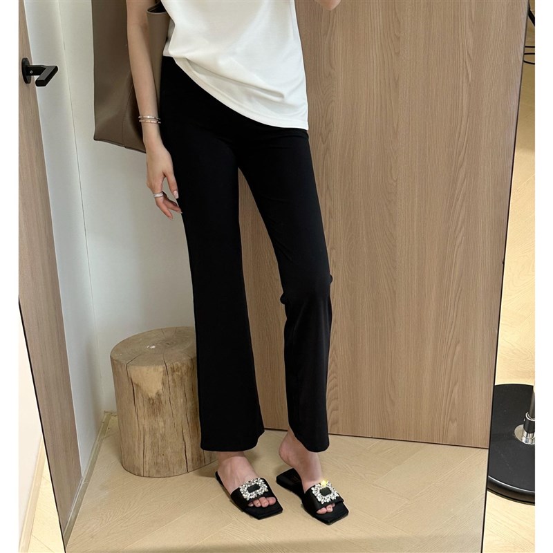 孕妇裤子夏春秋托腹外穿休闲裤阔B腿显瘦打底裤微喇叭小个子九分