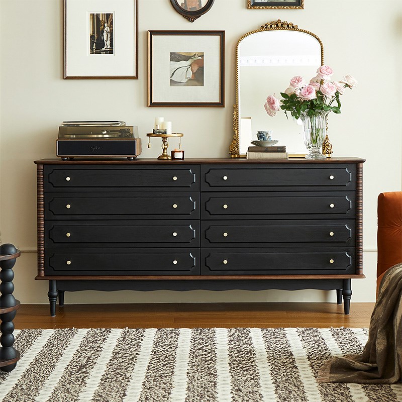 法式实木斗柜卧室八斗柜美式复古抽屉柜收纳柜储物柜床尾置物柜子