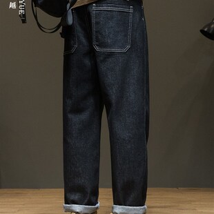 秋季复古不掉色直筒牛仔裤男加大2024新款宽松大码胖子长裤子潮牌