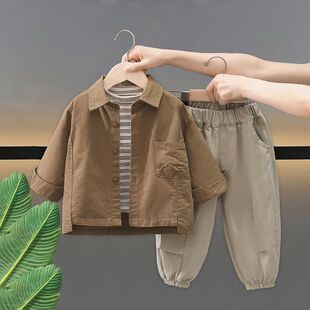 帅气儿童春秋季 男童秋装 套装 2023新款 衣服潮 外套两件套男宝宝韩版