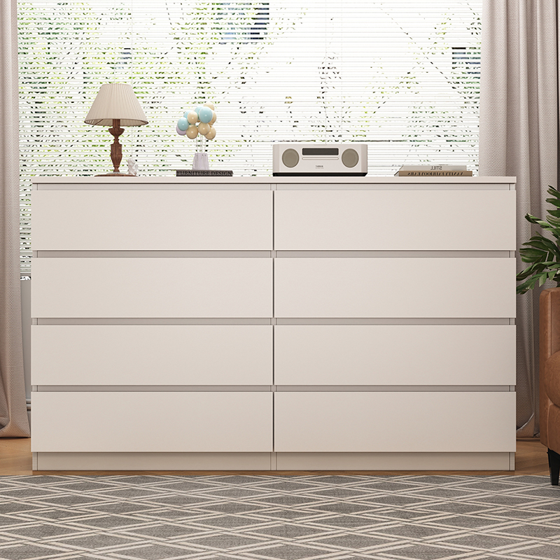 简约现代八斗柜奶油风五斗柜靠墙卧室储物抽屉柜床尾置物柜小立柜