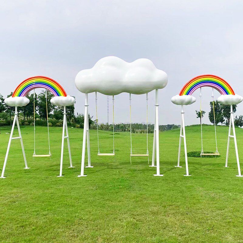 网红云朵秋c千海边景区拍照引流景观道具玻璃钢卡通云朵吊椅定制