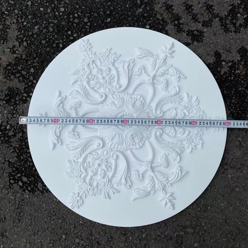 PU灯盘欧式吊顶灯池装饰材料天花G造型仿石膏圆形雕花灯座现货