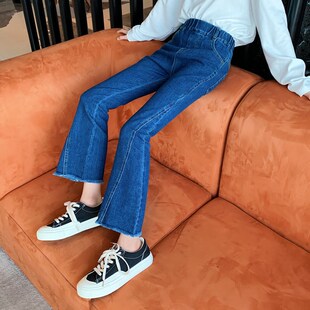 儿童牛仔裤秋装24新款女童喇叭裤洋气时髦修身裤子小女孩长裤弹力