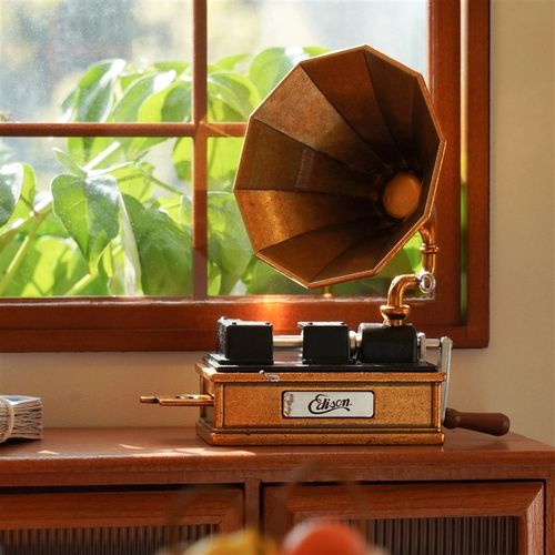 玩具】复古做旧留声机  6分娃屋迷你微缩模型摆件