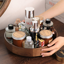 实木托盘2024新款 化妆品收纳 玄关轻奢高档家用桌面旋转干果盘中式