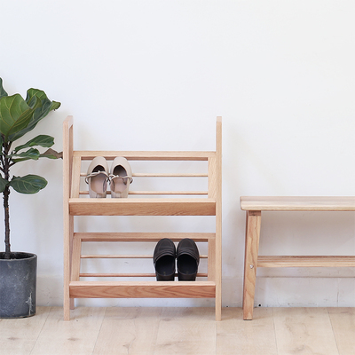 实木鞋柜门口f斜放日式玄关入户小型简易超窄原木超薄儿童斜插鞋