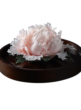 陶瓷手捏牡丹瓷花摆件扩香器办公室客厅茶室中式桌面手工家居饰品