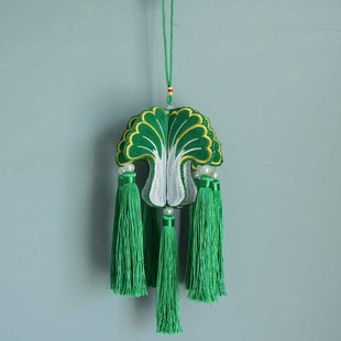 新款 立体刺绣百财纳福汽车挂件香包特色礼品民间手工艺品家居挂饰