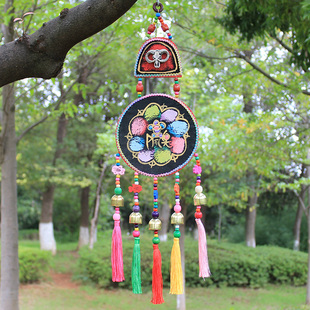 手工特色挂件丽江东巴文壁挂民族风壁饰餐厅酒吧装饰彩皮门饰风铃