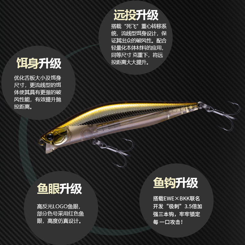 美夏爆滩二代远投超浅水米诺x浮水米诺 翘嘴鲈鱼红尾鳜鱼路亚饵