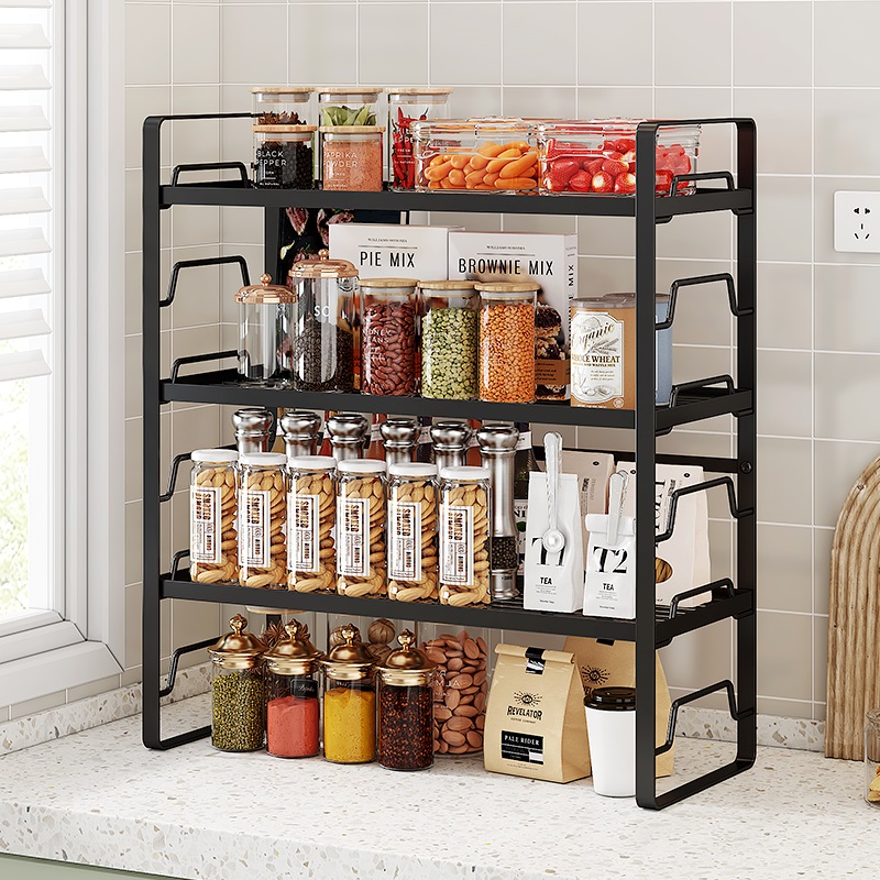 厨房分层置物架桌面台面置物架调料收纳层架N整体橱柜内分隔板可