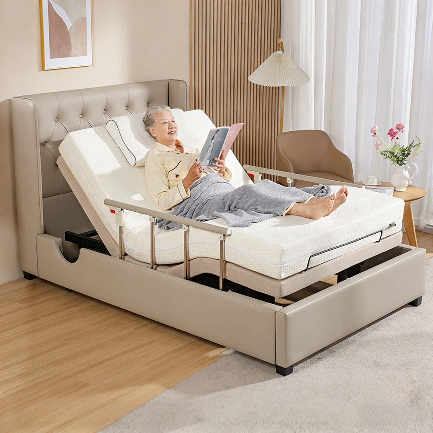 适老电动床老人家用智能床起床困难起背抬腿升降多功能厚床垫护栏,住宅家具,适老电动床,淘宝优惠券,粉丝福利购,淘宝优惠卷