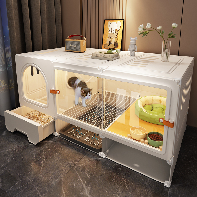 猫别墅猫笼子家用室内带厕所一体猫窝猫厕所一体一室一厅一卫猫舍