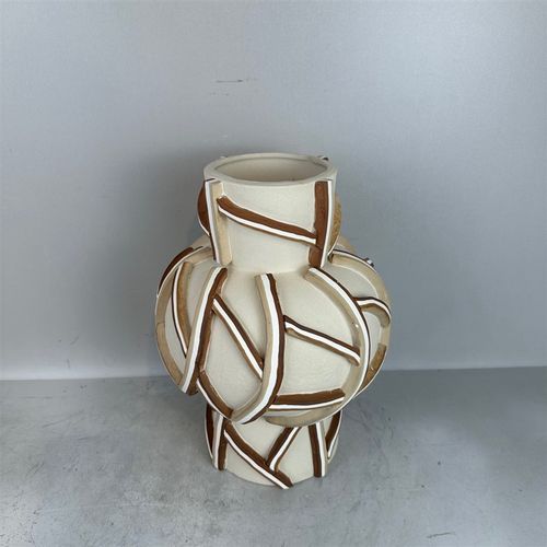 新中式侘寂风粗陶罐陶瓷手绘水墨艺C术花器花瓶摆件装饰民宿样板