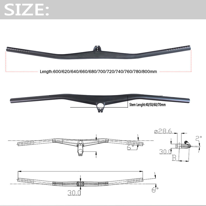 全碳纤维山地自行车一体车把直把带立管IUD纹把横骑行装备单车配