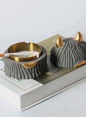 轻奢烟灰缸带盖简约时尚个性创意防飞灰办公咖啡厅桌.面装饰烟具