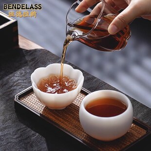 陶瓷送礼 高端精致羊脂玉茶杯男女士个人专用主人杯子一对茶碗套装
