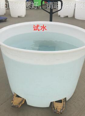 加厚pe塑圆形叉车周转桶1QNQ5牛00L升筋塑料.带脚铲车移动水桶料1
