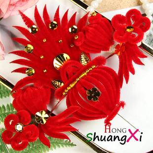 妈妈花婆婆花奶奶花聚宝盆头花毛绒头花过年头花大号加大多款