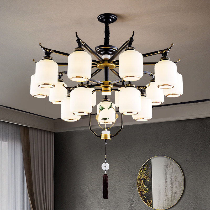 朝下新中式客厅吊灯大气中国风吸顶可换灯泡2023新款中山灯具套餐