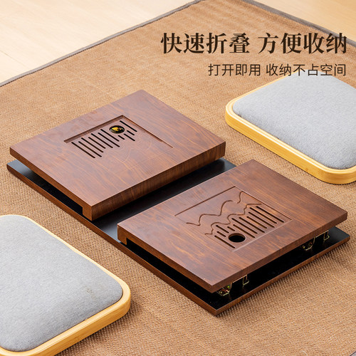 榻榻米茶几中式飘窗小桌子阳台地台禅意茶桌可折叠床上学习桌炕桌