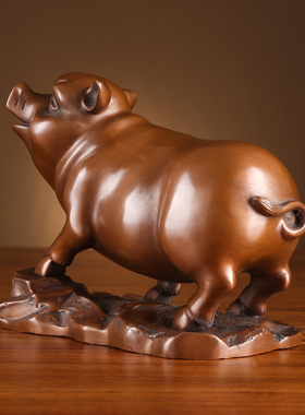 铜欣祥 紫铜生肖猪 纯铜猪摆件工艺品客厅摆设家居装饰品