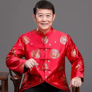 唐装男中老年父母冬装外套爷爷奶奶老人衣服情侣装本命年爸爸婚宴