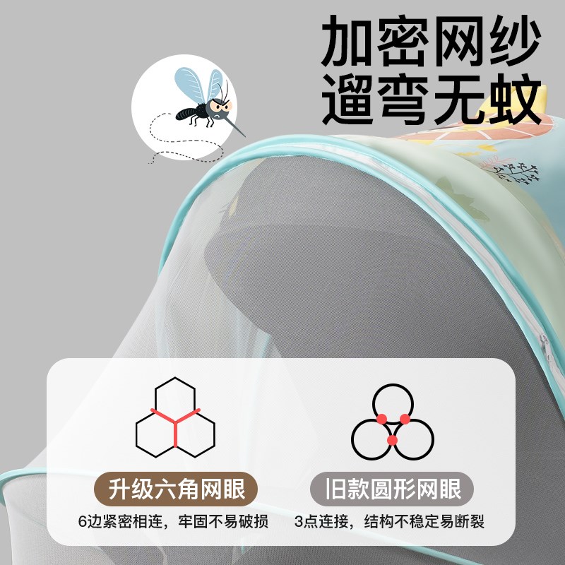 婴儿车蚊帐全罩式小推车防蚊罩通用宝宝摇篮加密网纱支架遮光伞车