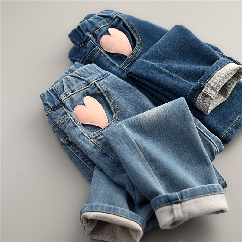 儿童针织软牛仔裤 女童柔软铅笔裤 中大童长裤子 春秋款 山东网店