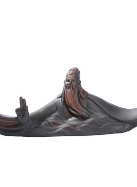 紫陶关公家居装饰摆件创意手工客厅办公室玄关电视柜桌面摆设茶宠