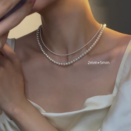 珍珠项链女多层叠戴双层施家珍珠项链颈链锁骨链2024新款爆款轻奢