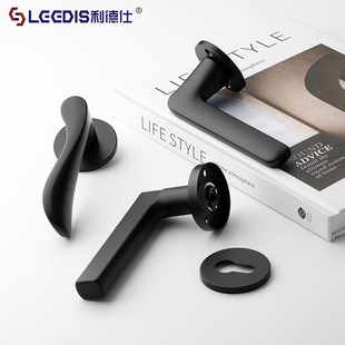 黑色现代简约室内家用门锁卧室实木门分体锁房间静音锁通用型锁具