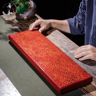 吾和漆器茶具 中式简约实木小茶台干泡盘 天然大漆黑檀木手工茶盘