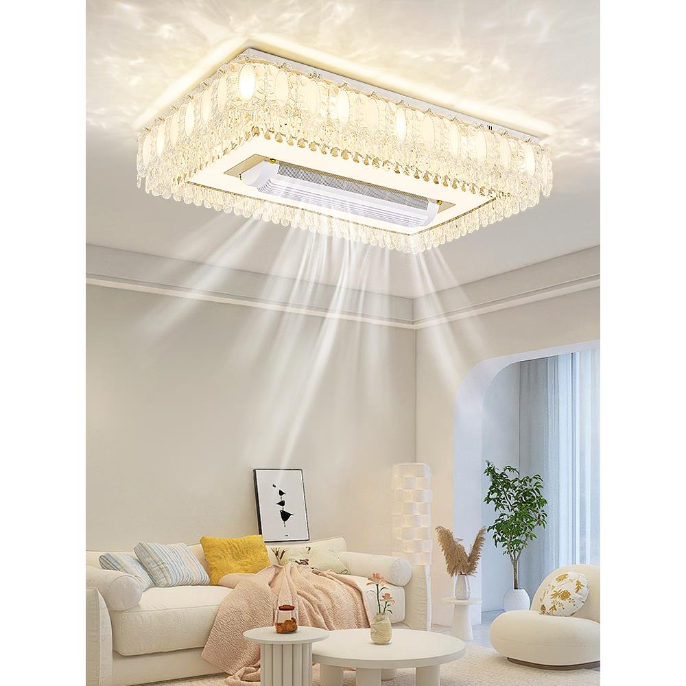 客厅主灯无叶片风扇灯2025新款经典无障碍豪华水晶灯全光谱护眼风