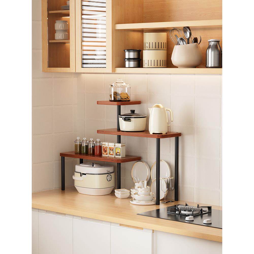 转角置物架厨房调料瓶摆放架多层家用实木储物架办公室桌面收纳架