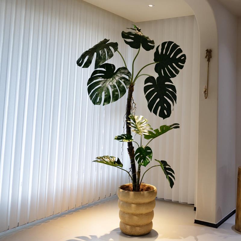 巨叶老桩龟背芋彷真绿色植物高端轻奢客厅室内彷生假花树大型落地