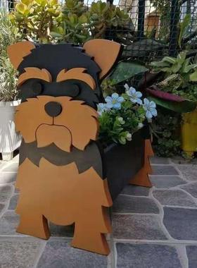庭院花园阳台摆件摆饰卡通狗斗牛犬花盆花架桌面插花Dog Planter