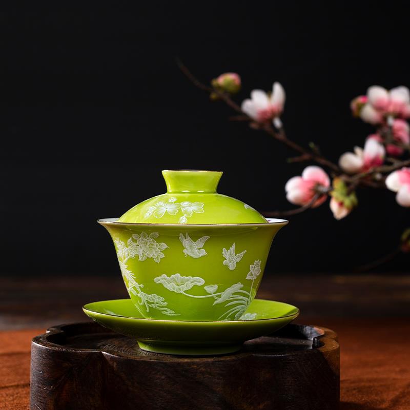 锦上添花盖碗小容量迷你茶杯三才盖碗泡茶碗盖碗单个泡茶杯小茶壶