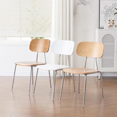 餐椅家用复古咖啡厅原木餐桌椅白色书桌凳子靠背中古餐厅实木椅子