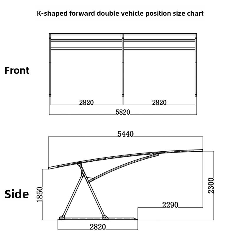 膜结构停车棚双车位家用户外汽车遮阳轿车遮雨棚小区别墅充电桩棚