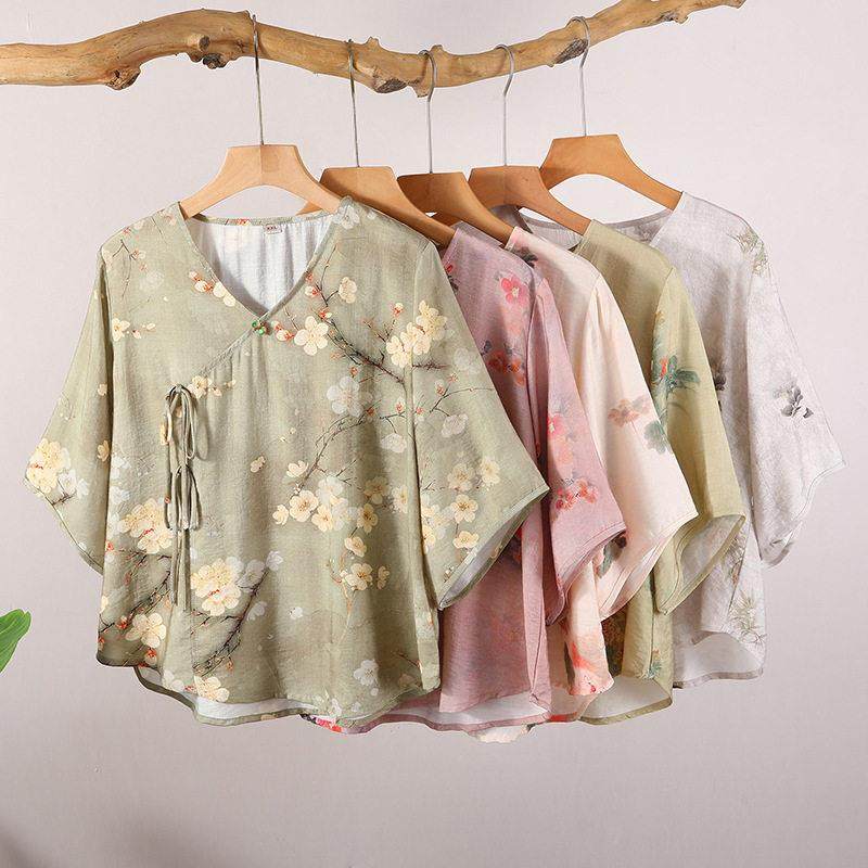 天丝棉睡衣上衣单件女夏季新中式短袖外穿国风棉绸妈妈凉感家居服,女士内衣/男士内衣/家居服,睡衣上装,淘宝优惠券,粉丝福利购,淘宝优惠卷