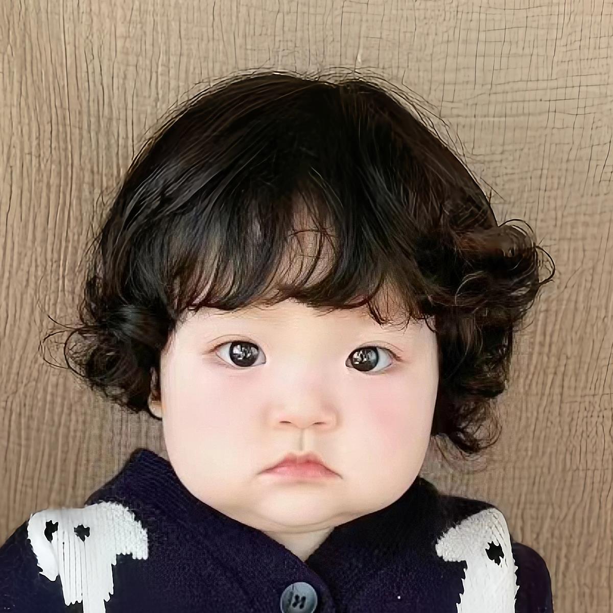 宝宝假发短卷发日常可爱儿童短发羊毛卷自然微卷波波头萌娃全头套