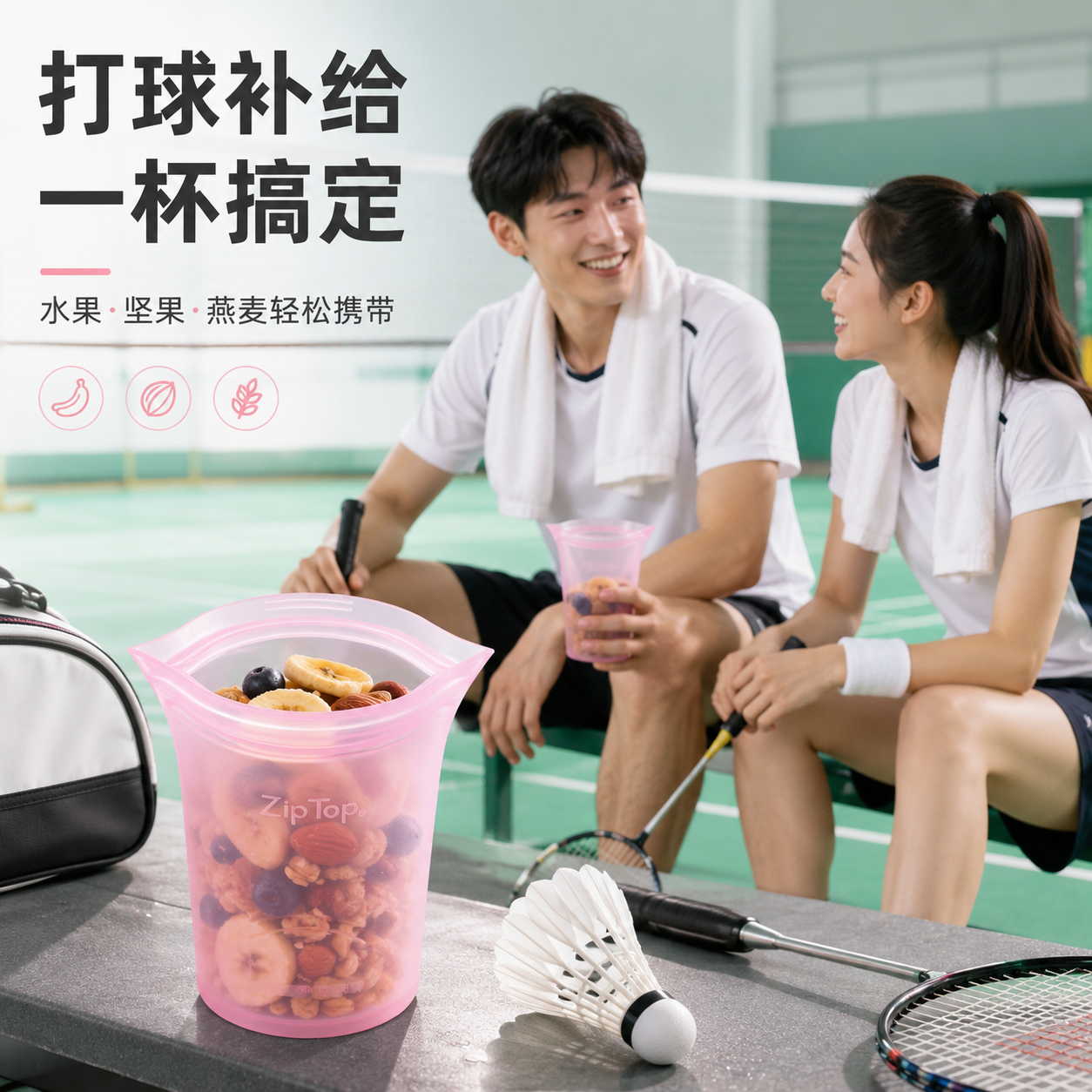 美国进口ZIPTOP硅胶杯旅行补能杯