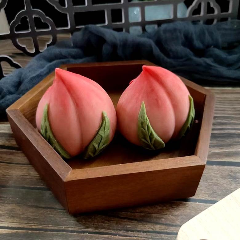 新款祝寿过生日面塑寿桃形模具立体面点花样馒头饽饽木质合页印模图片