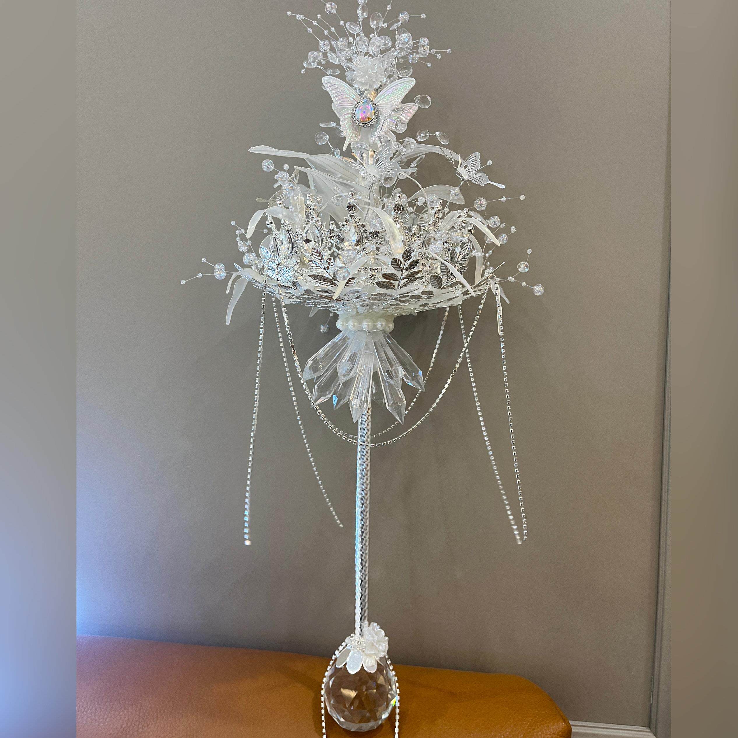 水晶权杖手捧花diy材料包新娘结婚出嫁手工自制重工成品婚纱专用