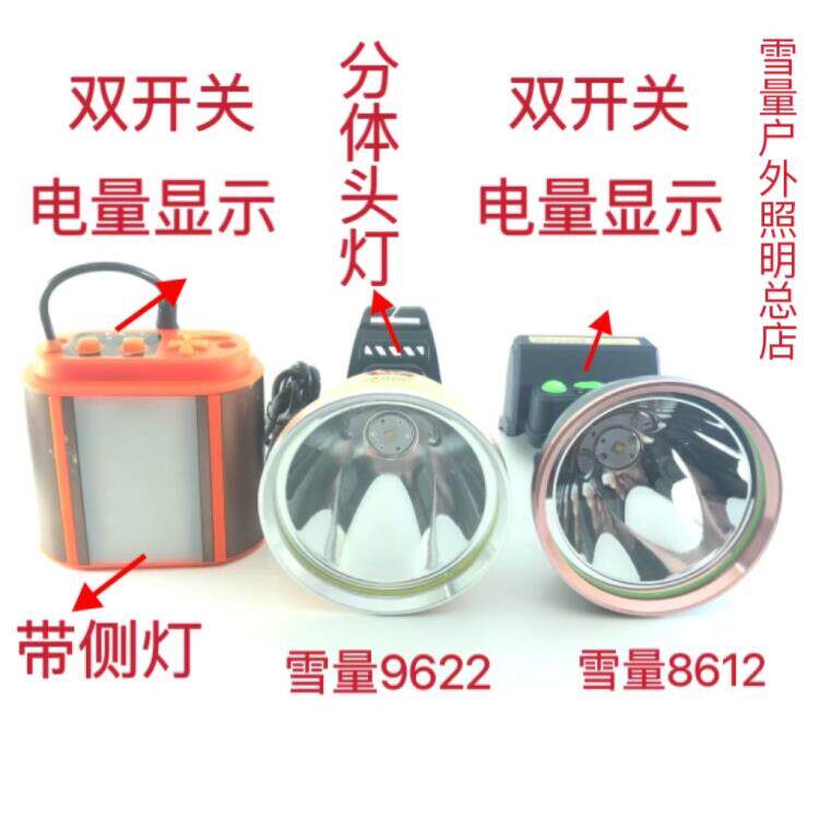 雪量头灯 LED超量聚光锂电池可充电头戴式户外照明远射露营钓鱼灯