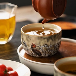 茶杯个人泡茶y主人杯家用高端单杯汝窑陶瓷品茗杯 2024龙年新款