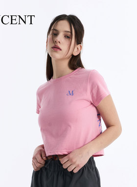 mucent后背环形LOGOt恤短款上衣女夏2025新款设计感男款时尚宽松